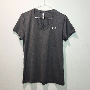 Under Armour Womans Dark Gray Heat Gear Short Sleeve Top SZ Medium